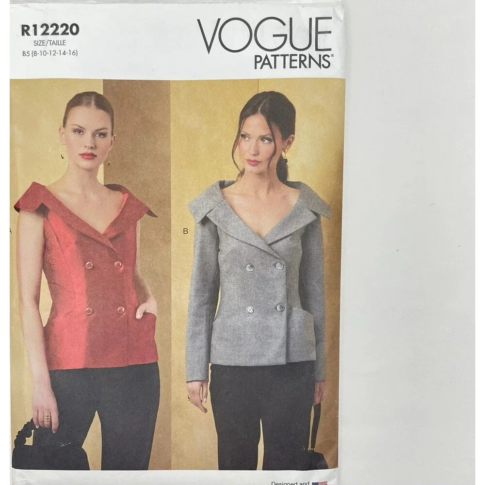 Pattern Misses Sz B5 8-16 Tailored Off Shoulder Jacket Vogue R12220 New/Uncut
